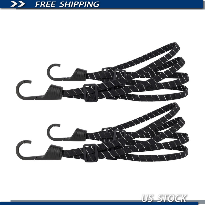 Bike Rack Bungee Cords, Elastic Luggage Straps Hooks, 2 Pack 60cm Reflective