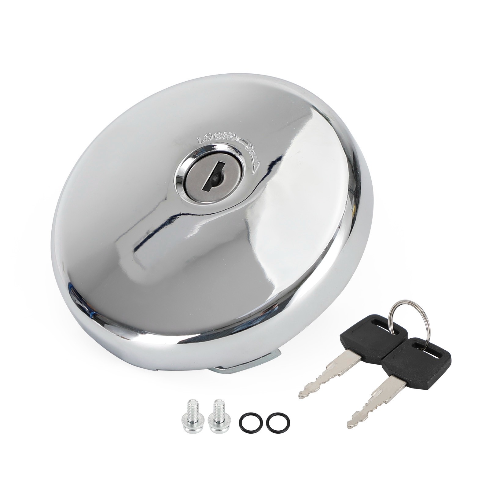 Silver Fuel Tank Cap Twist On Style With 2 Keys 51049-0003 51049-1121 51049-1126