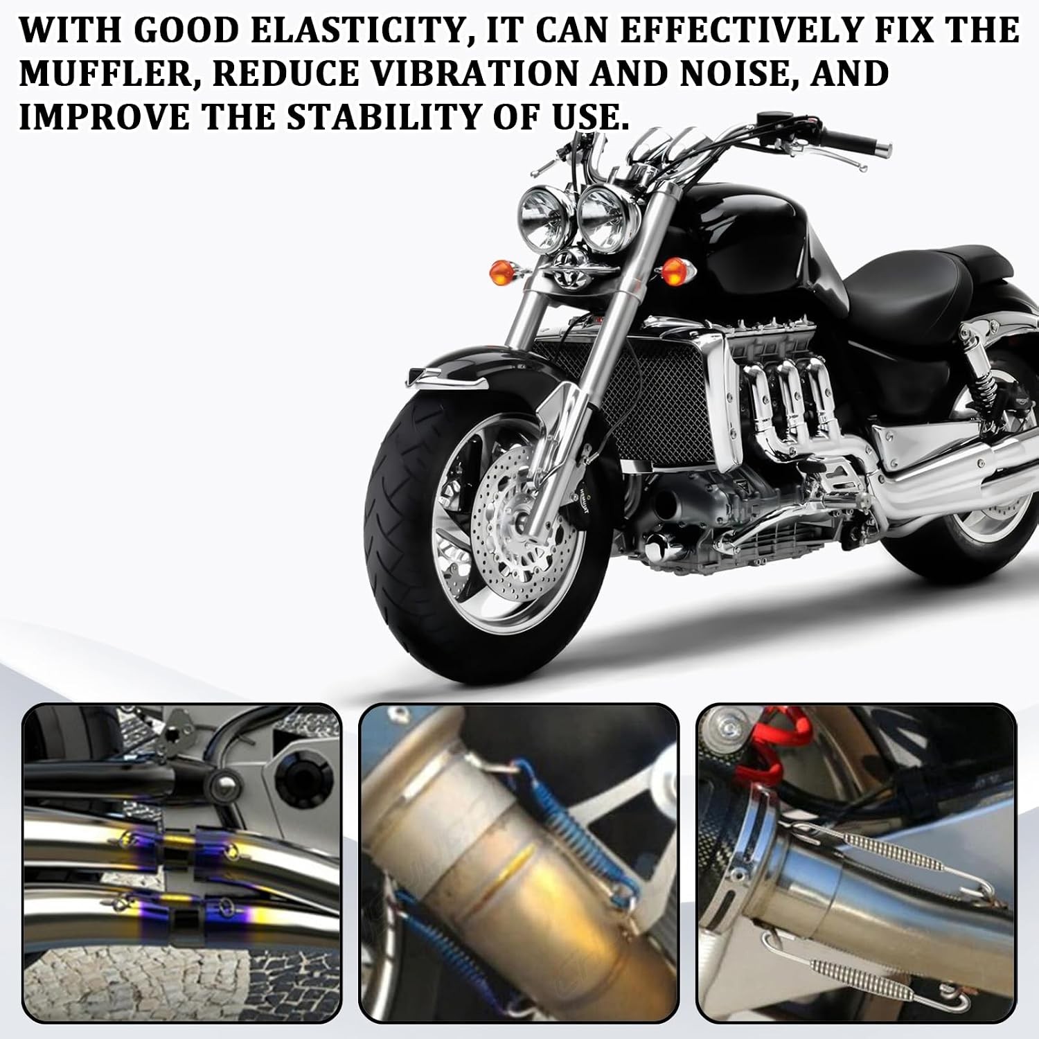 Universal Motorcycle Exhaust Spring Kit, 2 PCS 40 mm-60 mm Stainless Steel Retra