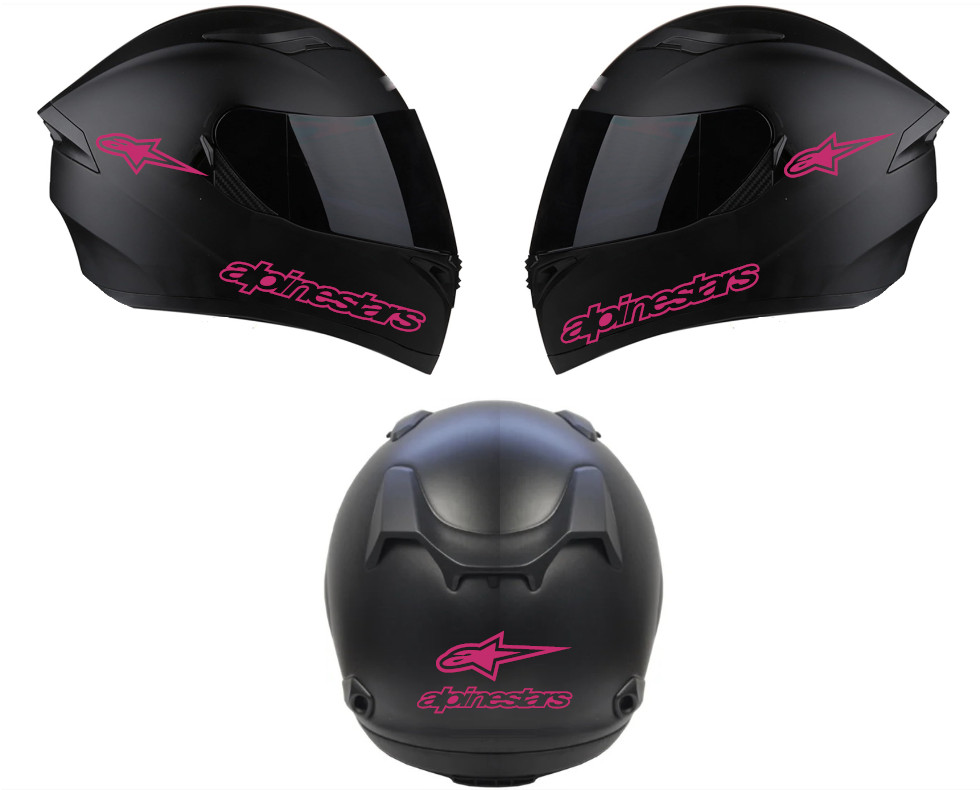 Helmet Vinyl decal 6 pcs set Alpinestars Motorcycle helmet decals, Sticker