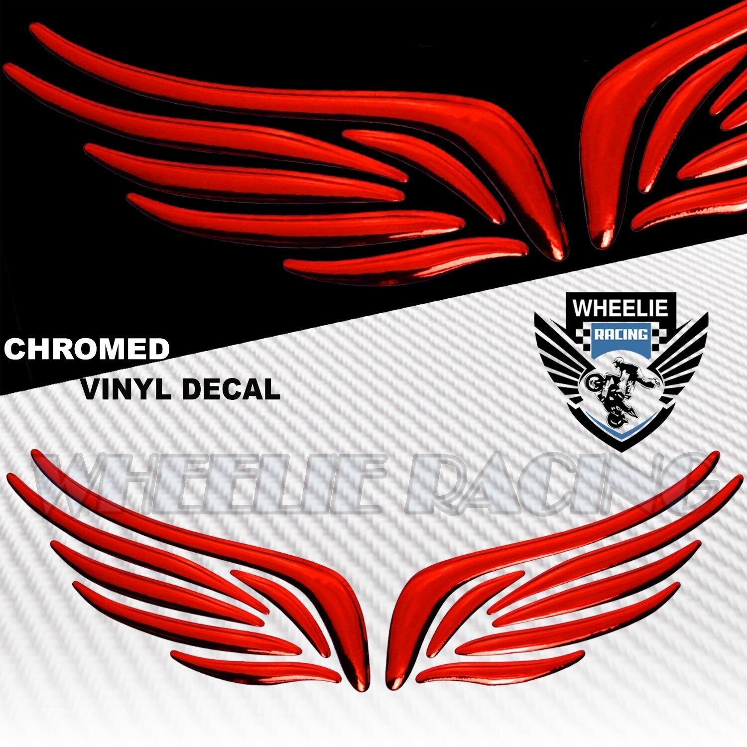 6.25″ CUSTOM 3D ABS EMBLEM DECAL FAIRING/FENDER STICKER WING/DEVIL CHROME RED