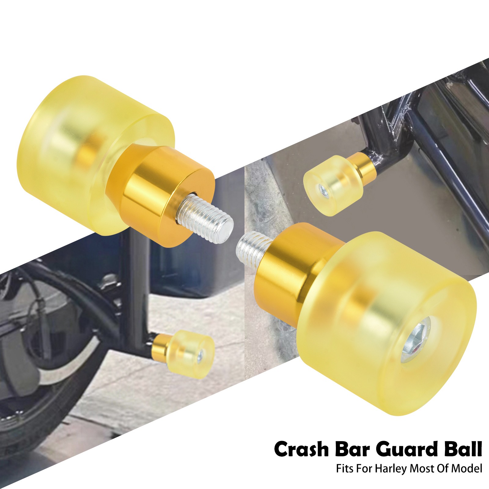 Yellow Crash Bar Guard End Ball Protective Sliders Engine Guard M12 For Harley