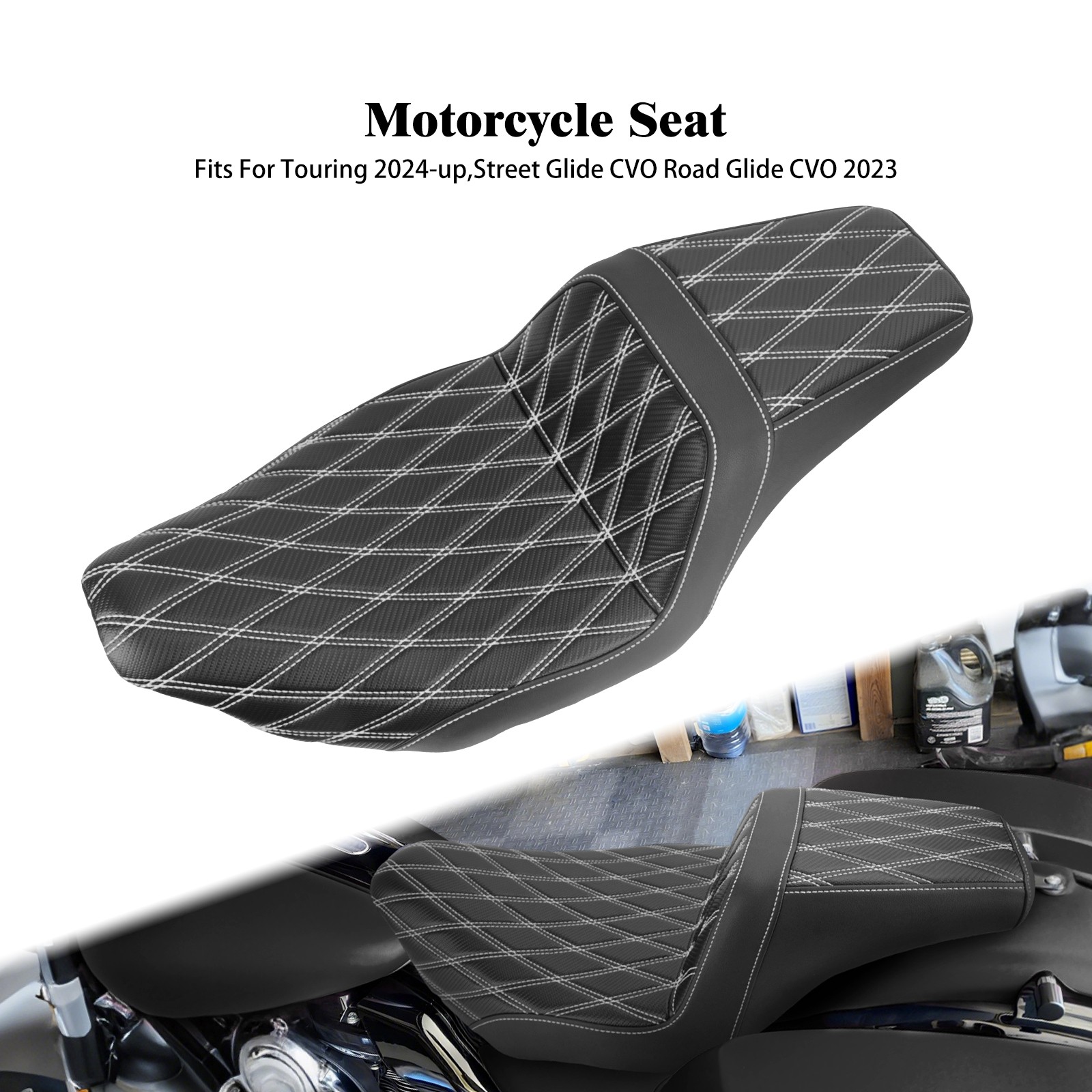Driver Passenger Seat White Stitching For Harley Touring FLTRXSE FLHX 2023-2025
