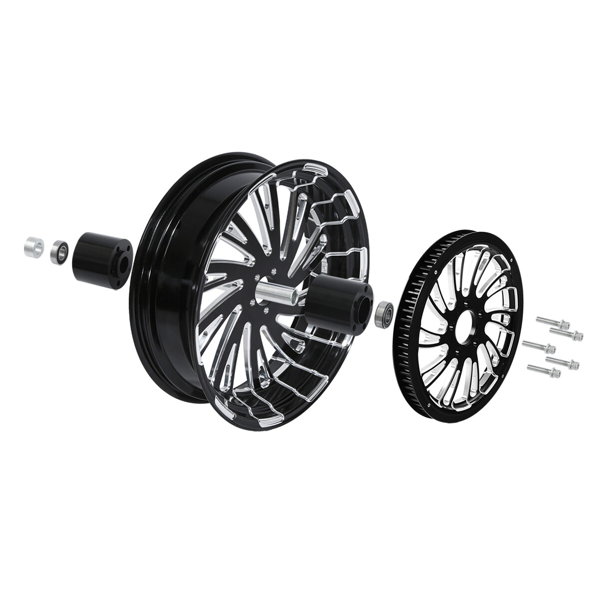 23” Front Wheel 18” Rear Wheel Hub Pulley For Harley Electra Glide 2009-Up ABS