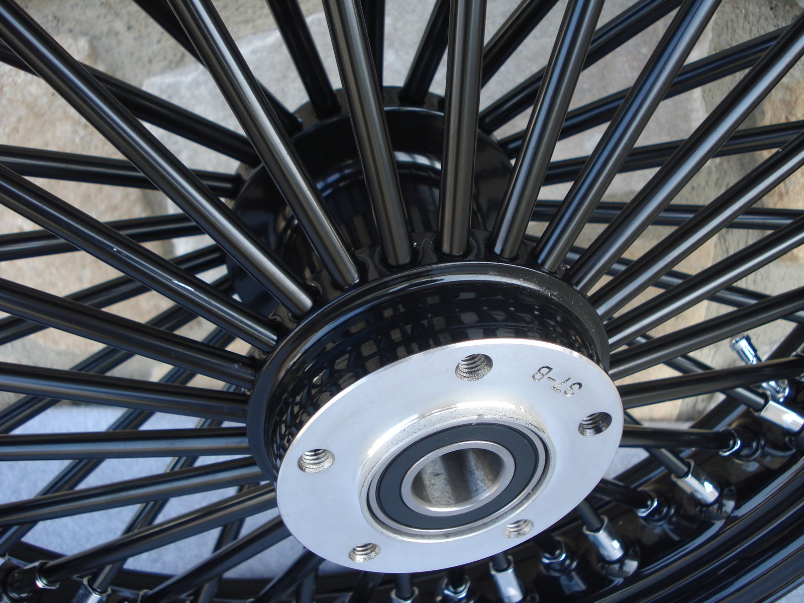 16″ KCINT BLACK FAT SPOKE S/D FRONT WHEEL HARLEY HERITAGE FAT BOY DELUXE 2000-06