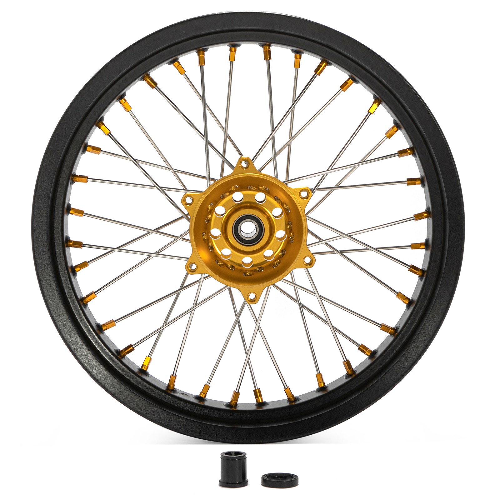 For Suzuki DR650SE 1996-2024 Supermoto 17″x3.5″/4.25″ Wheels Gold Cush Drive Set