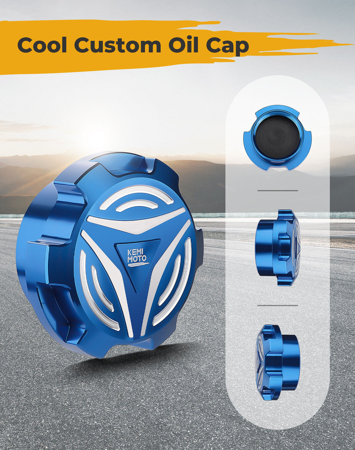 KEMIMOTO #2521278 Blue Gas Cap Fuel Cap CNC Cut for Polaris Slingshot 2015-2023