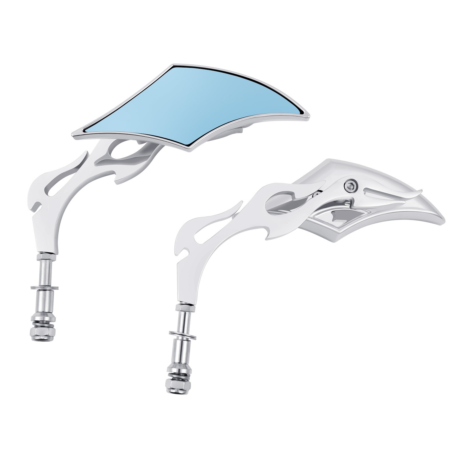 Chrome Flame Motorcycle Rearview Side Mirrors For Honda Fury VT1300CX Chopper