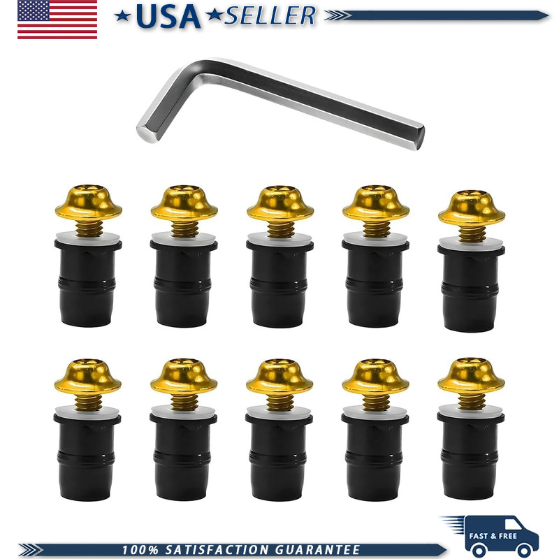 M5 Motorcycle Windshield Bolt Kit, 10PCS Aluminum Alloy Screws Nuts FColor: Gold