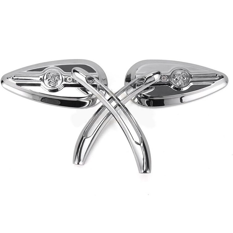 Chrome Teardrop Motorcycle Skull Mirrors Aluminum For Harley Road King Softail