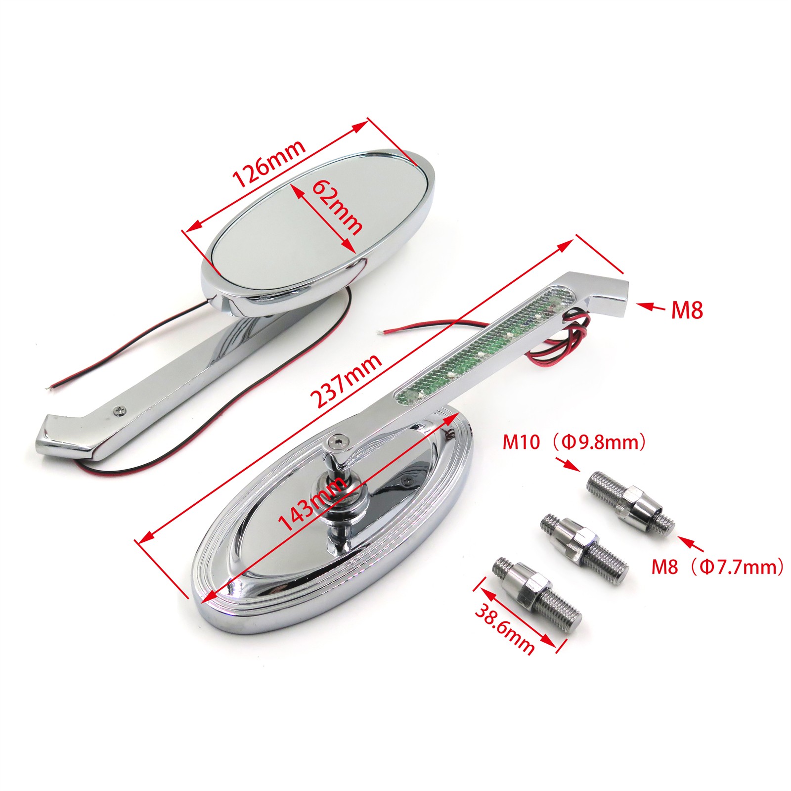 w/ LED Turn Signal Motorcycle Rearview Mirrors for Harley Big Dog Springer Dyna