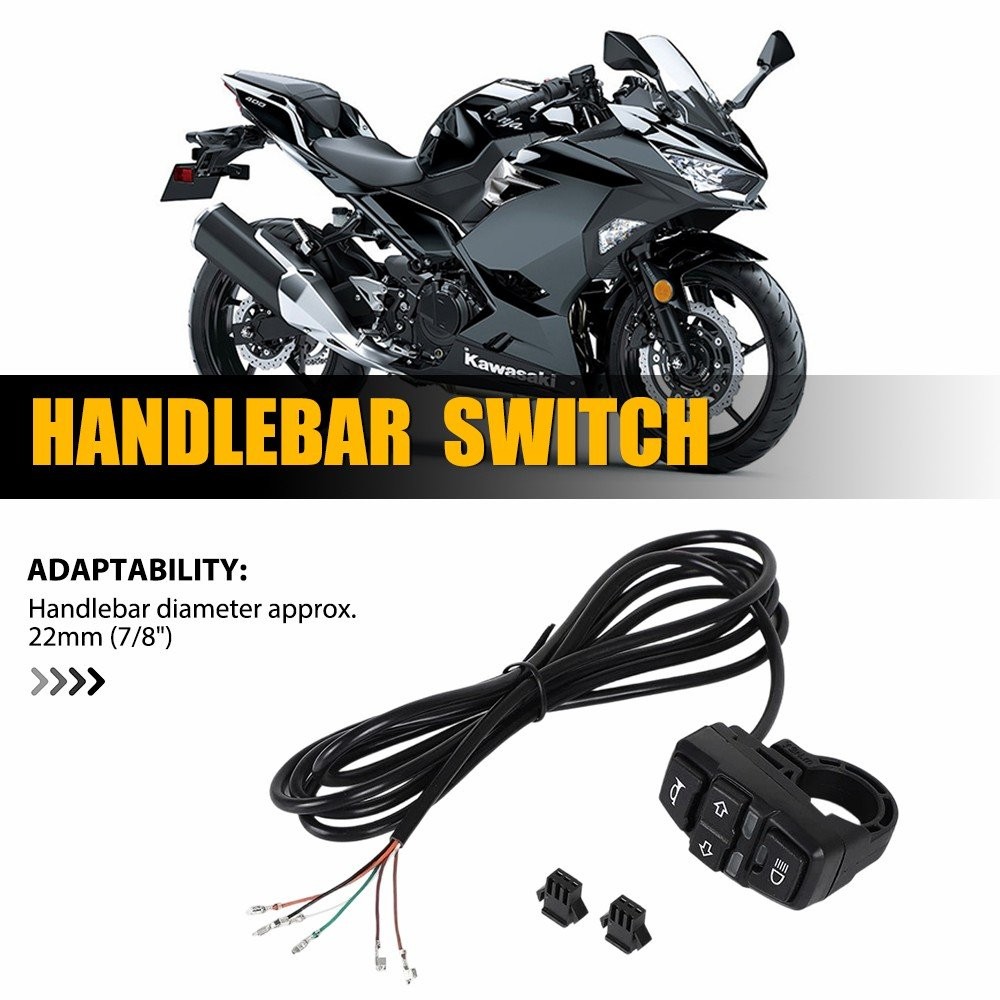 7/8in Headlight Switch Turn Signal Horn ON/OFF Button For Motorcycle Handlebar