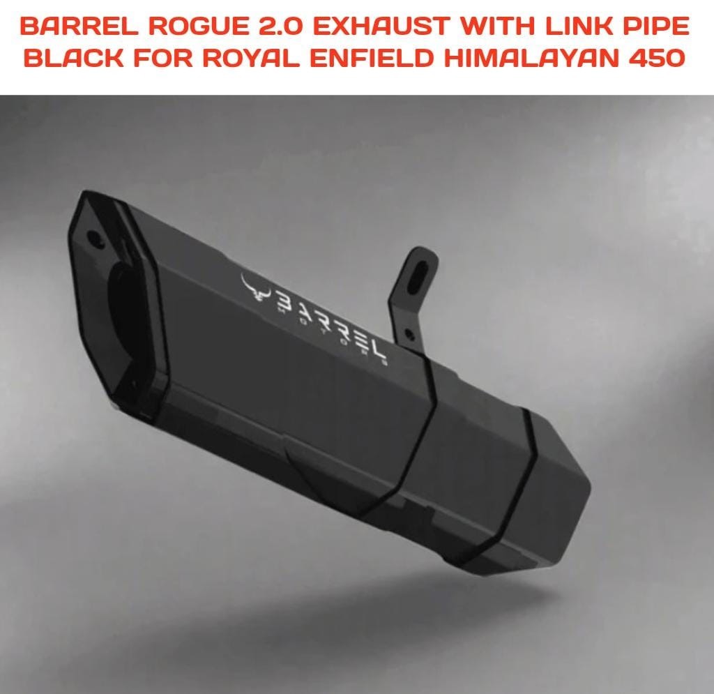 BARREL ROGUE 2.0 EXHAUST WITH LINK PIPE BLACK FOR ROYAL ENFIELD HIMALAYAN 450