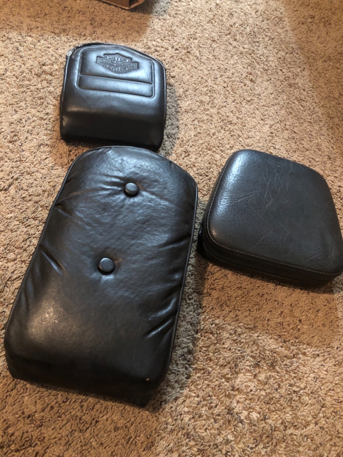 Lot of 3 HARLEY-DAVIDSON REAR SEAT PADS for parts & Repair as shown