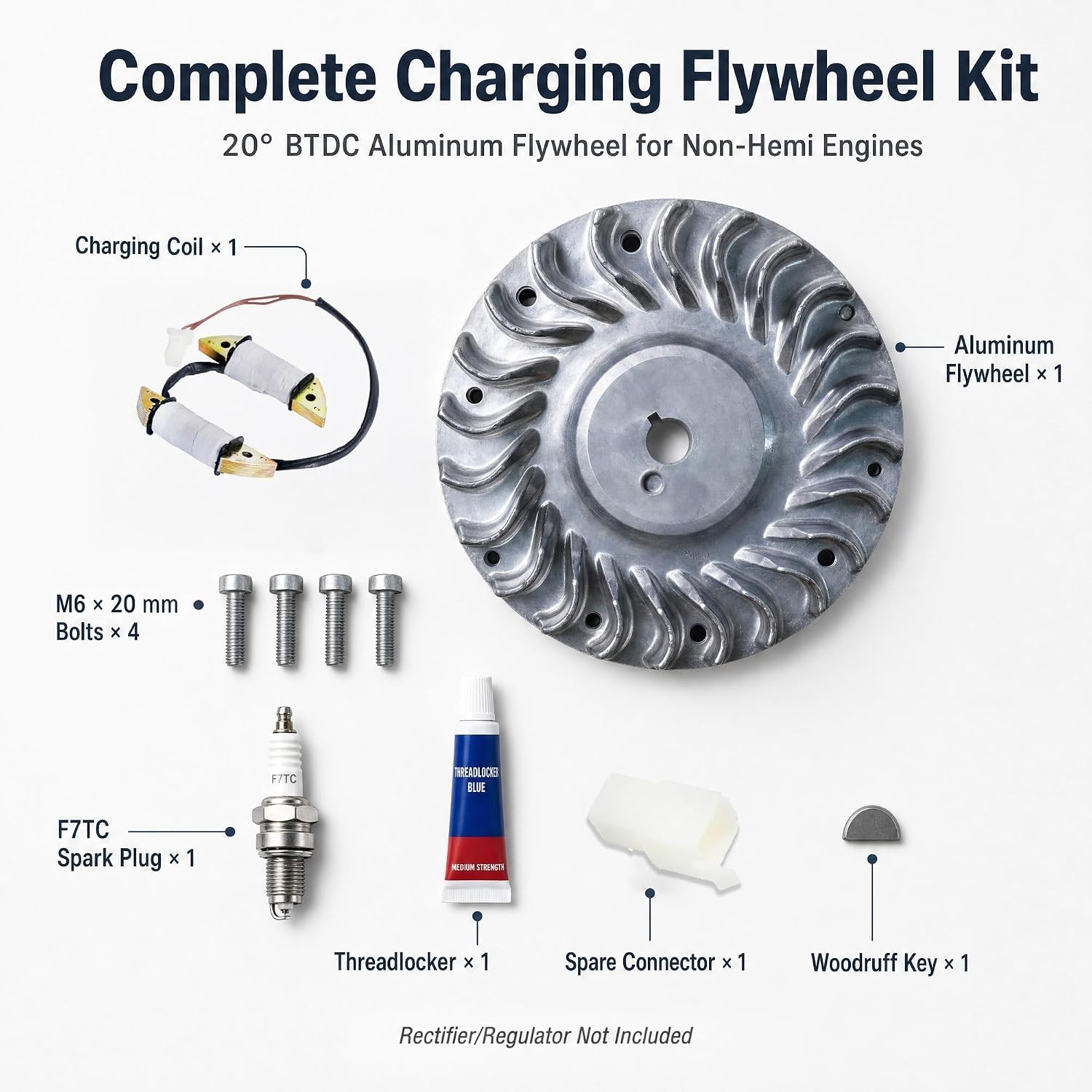 20° BTDC Aluminum Flywheel Charging Coil for Predator 212 Ghost 224 GX160 GX200