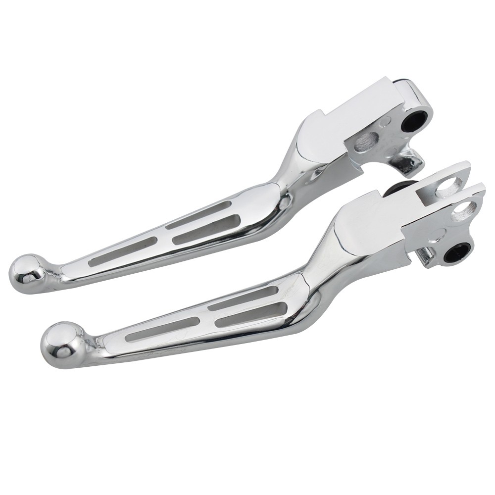 Chrome Brake Clutch Hand Levers Slotted For Harley Touring Electra Street Glide