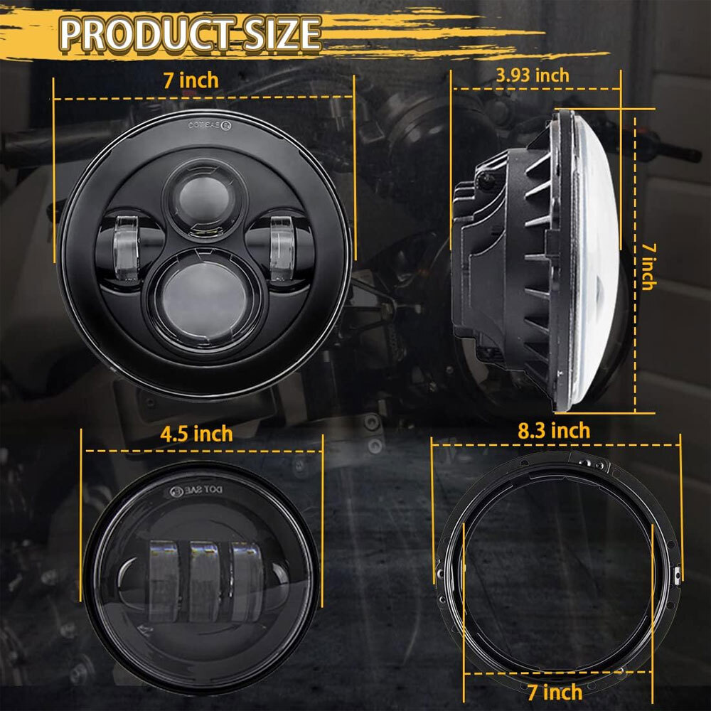 For Yamaha XV 1700 Road Star Silverado 7inch LED Headlight + 4.5″ Passing Lights