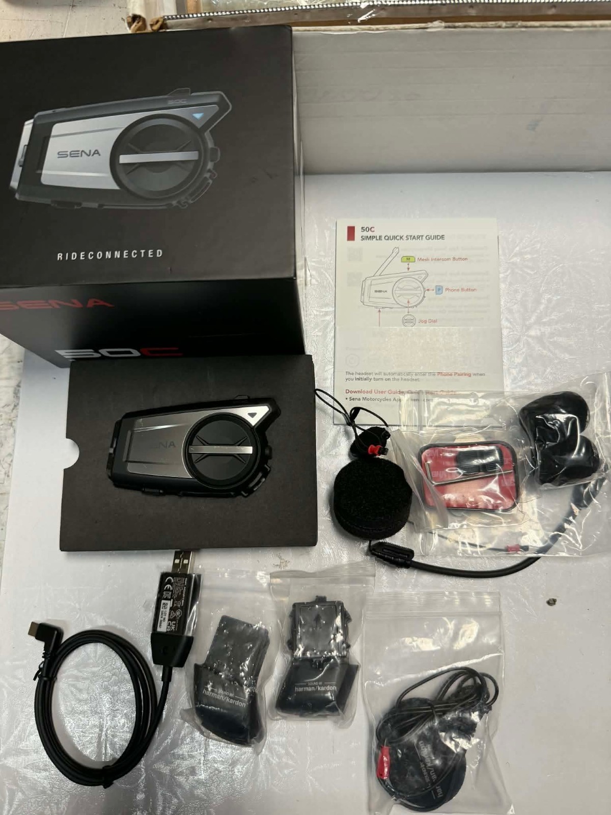 Sena 50C Motorcycle 4K Camera Bluetooth Mesh Intercom Harman Kardon-Original box