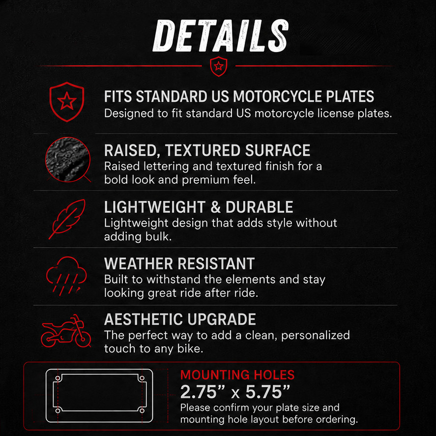 For Triumph Rocket 3 III Textured Motorcycle License Plate Frame (ALL YEARS)