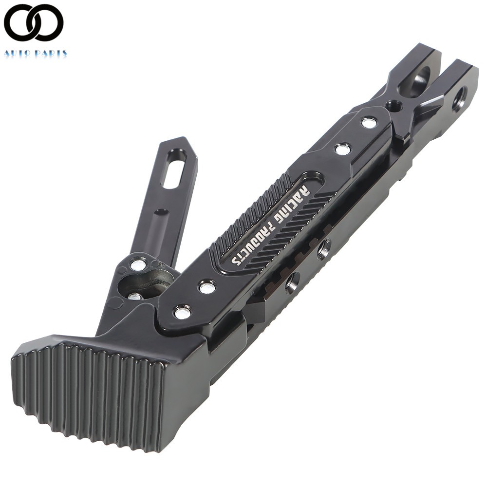 Adjustable CNC Aluminum Alloy Kickstand Motorcycle Foot Side Support Stand Black
