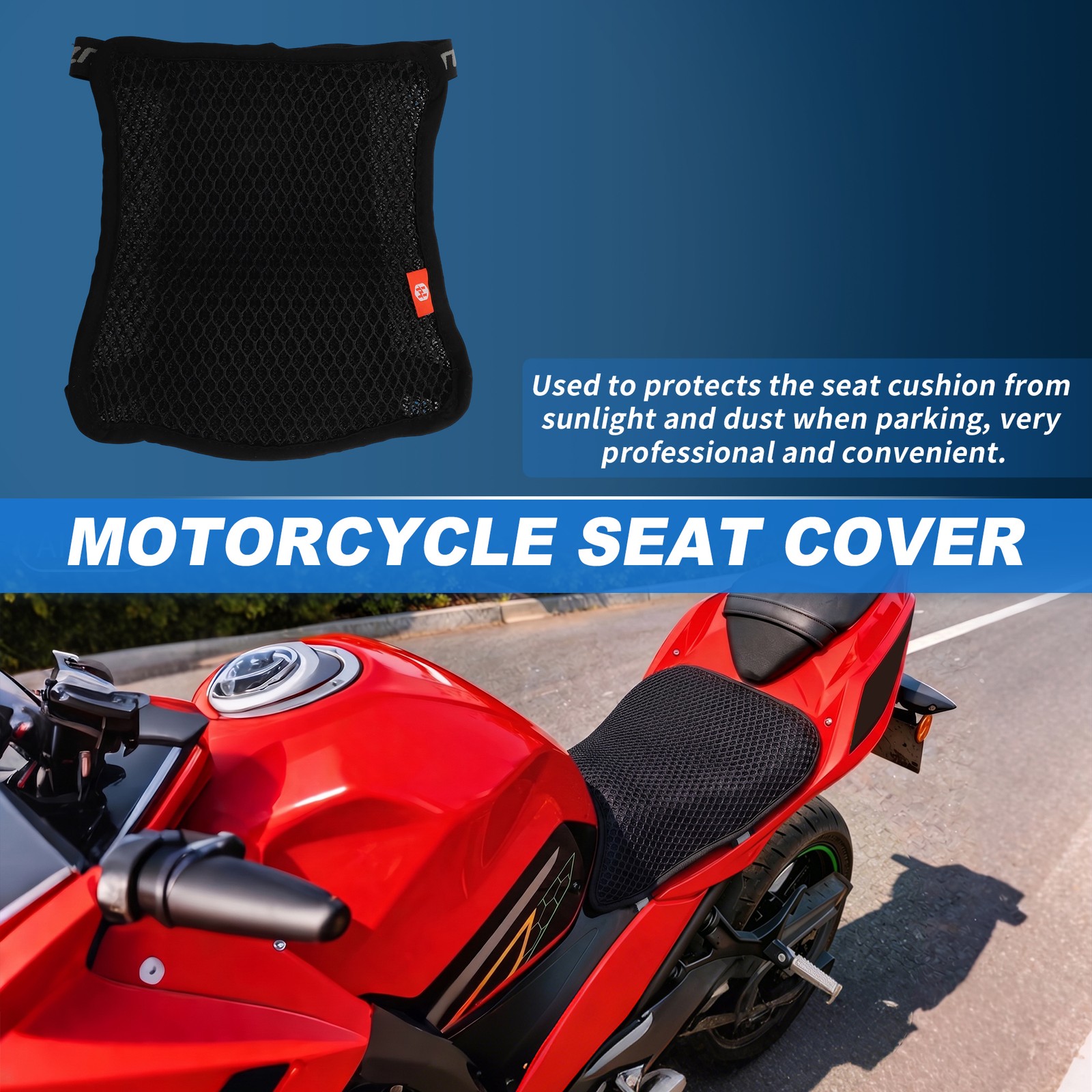 Universal Motorcycle Seat Cushion 26cm L 27cm W Black 1 pcs