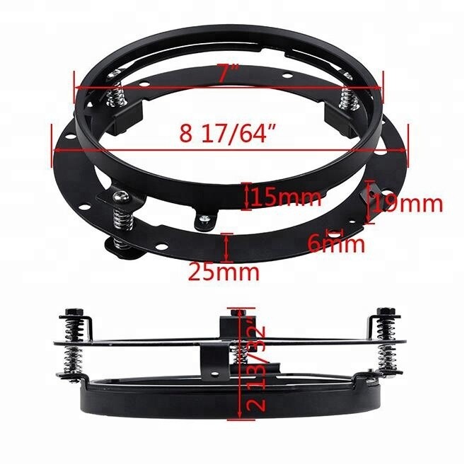 7″ LED Headlight + Bracket Mounting Ring Black For Harley Dyna Switchback FLD