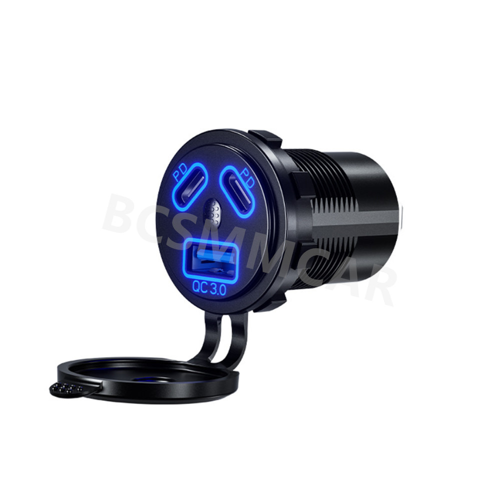 3 Ports Motorcycle Charger Socket Power Outlet Adapter W/Wire For Apple iPhone