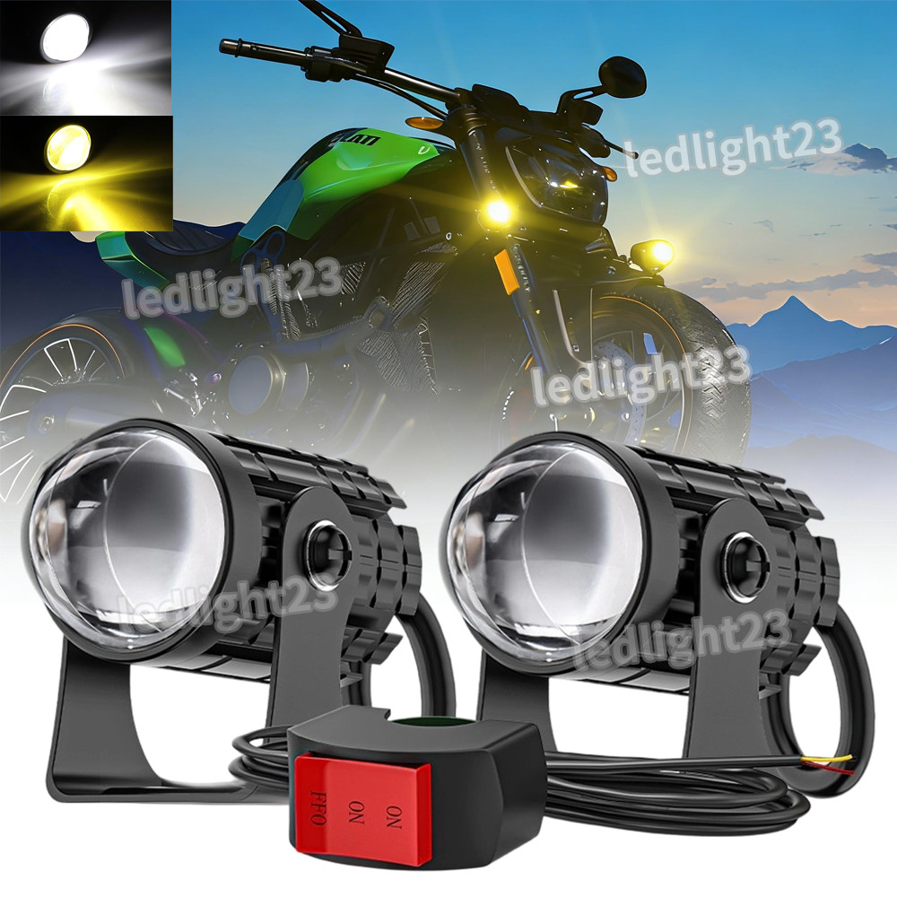 2X Mini LED Work Light Pod Auxiliary Driving Fog Amber/White Motorcycle ATV UTV