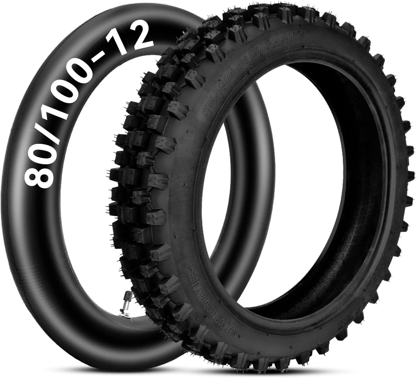 3.00-12 80/100-12 Dirt Bike Rear Tire and Inner Tube Compatible with 90Cc 110Cc