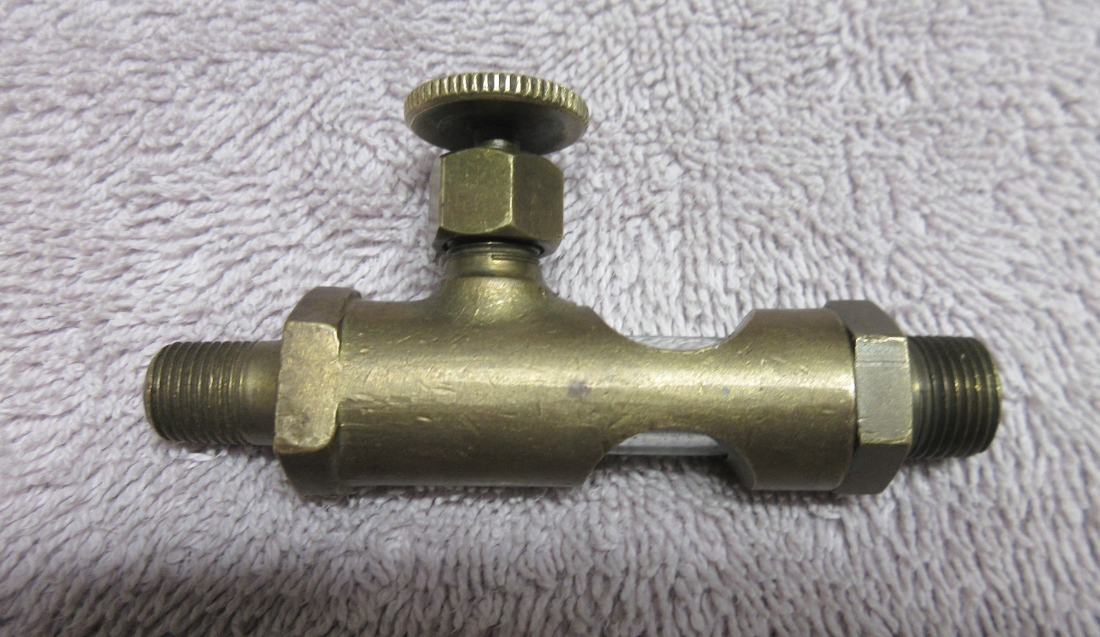 Vintage Brass Oil Drip Feed Regulator Glass Lubricator Part Oiler