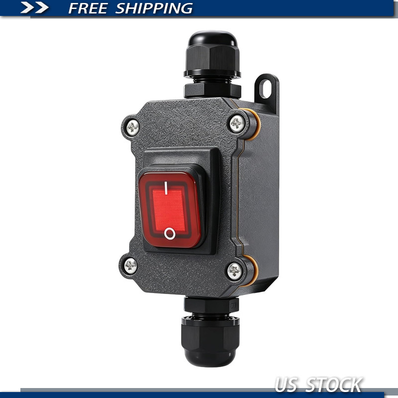 Inline Cord Switch DC 12V 24V 30A Waterproof Outdoor ON/Off Toggle Switch Red