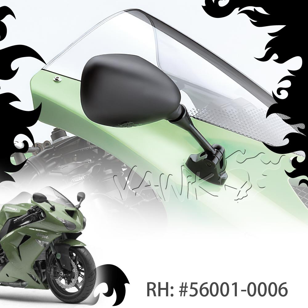 VAWiK OE spec Right Mirror FK178 E-Mark Chrome Convex For Kawasaki ZX636-C1 2005