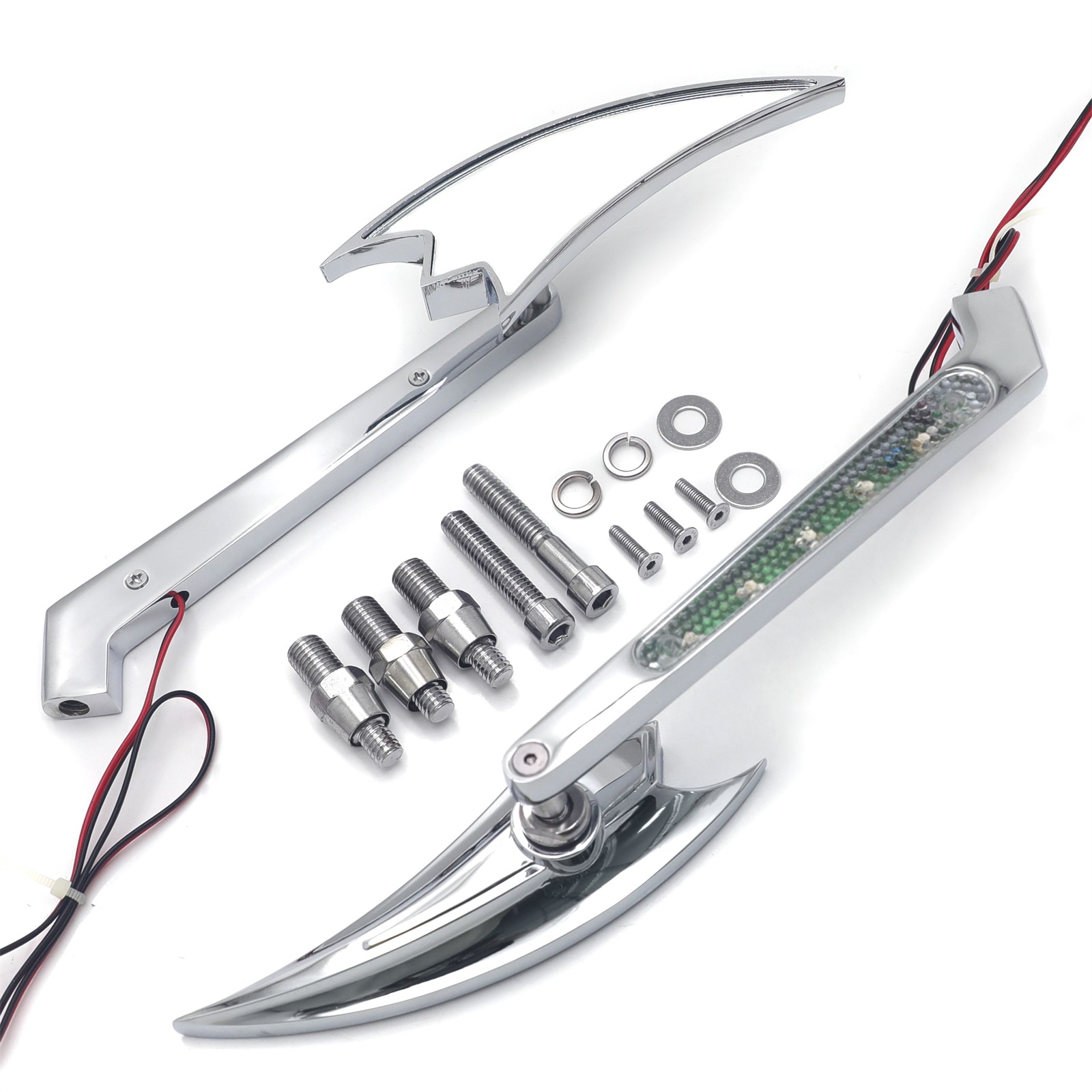 w/ LED Turn Signal Motorcycle Rearview Mirrors for Harley Big Dog Springer Dyna