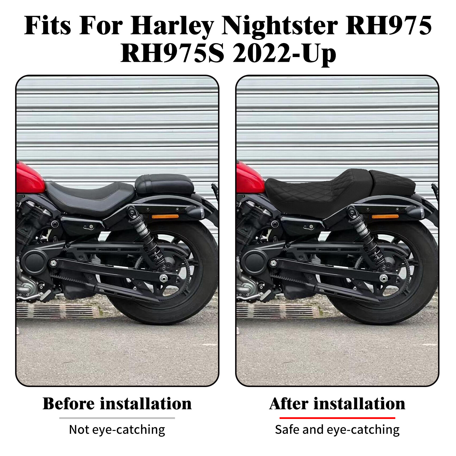 Driver Passenger Seat Black Stitching Diamond For Harley Nightster RH975 22-25