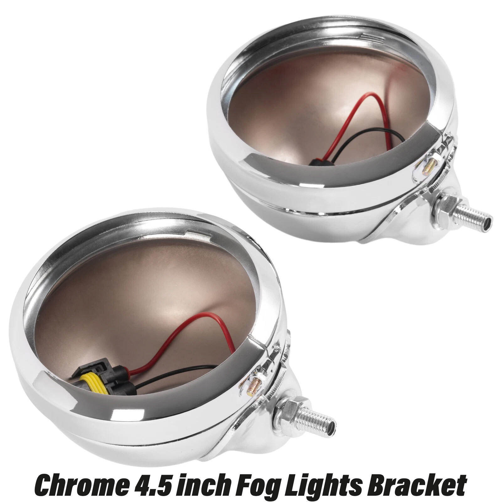 2x 4.5” Fog Passing Light Housing Chrome LED For Harley Street Glide/Road King