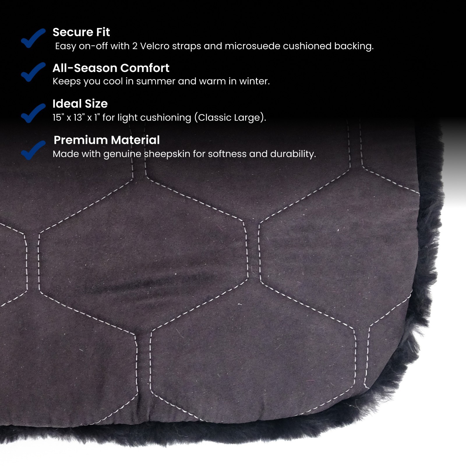 Sheepskin Motorcycle Seat Pad – Genine Silky Soft Sheepskin Seat Cover