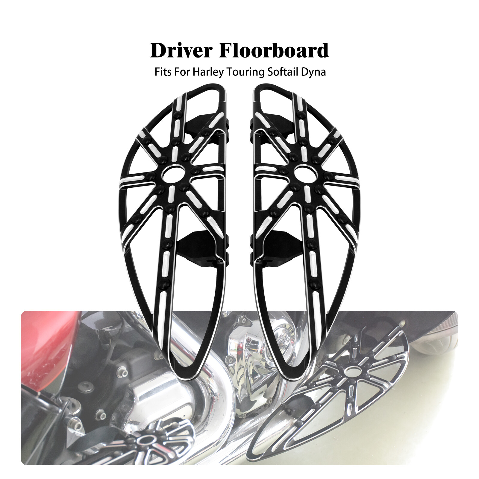 Rider Floorboards Set Fit For Harley Touring Road Glide Dyna Softail Trike CVO