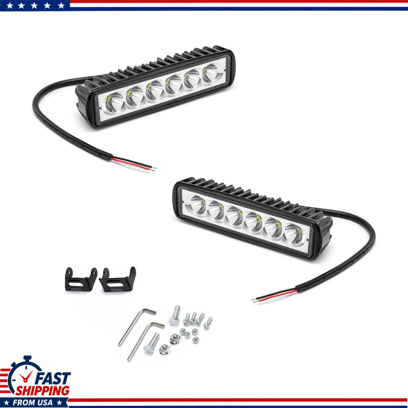 6000K White LED Daytime Running Lights, Straight-line Design 18W 1200LM IP67 Wat
