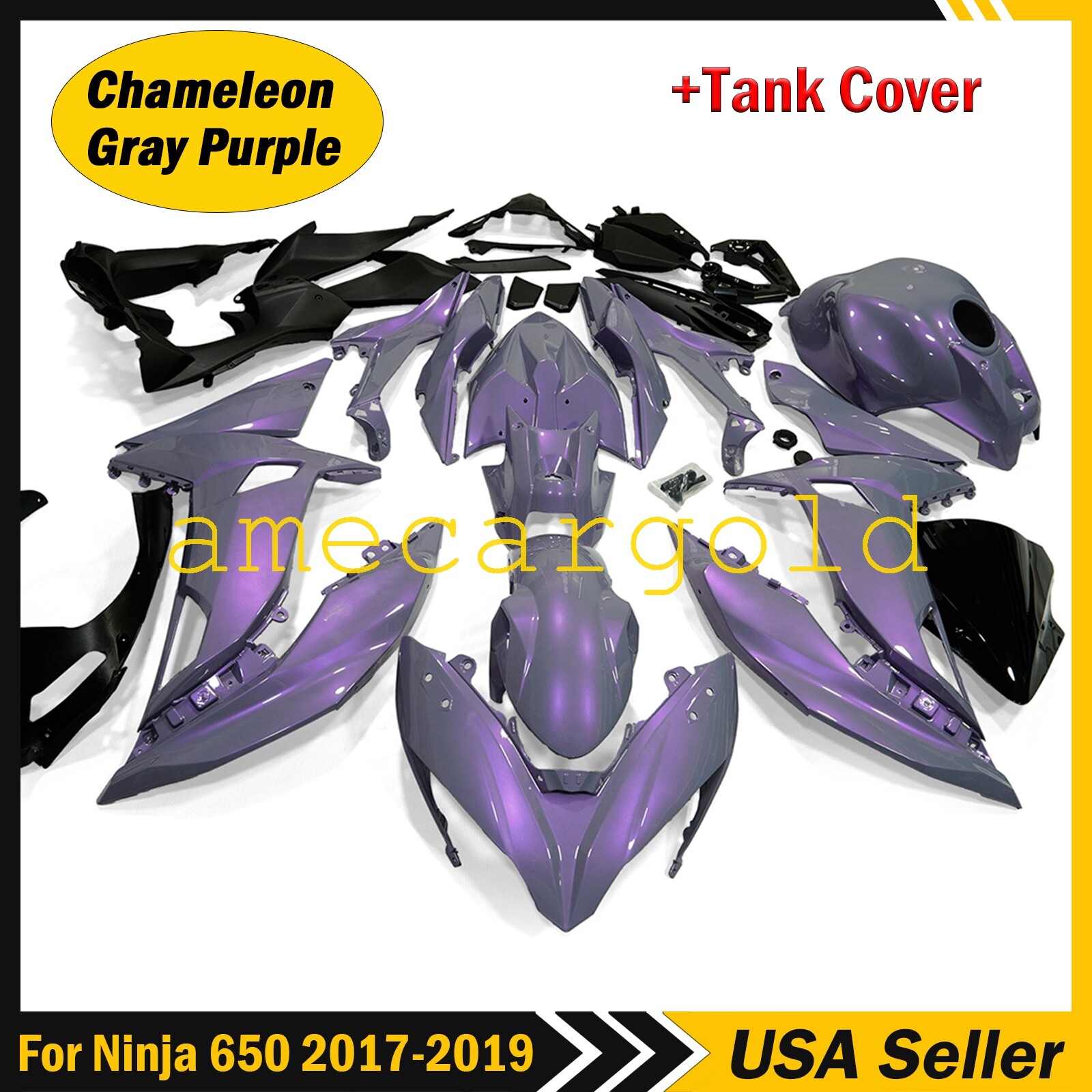 Chameleon Gray Purple Fairing Kit w/Tank Cover for Kawasaki Ninja 650 2017-2019