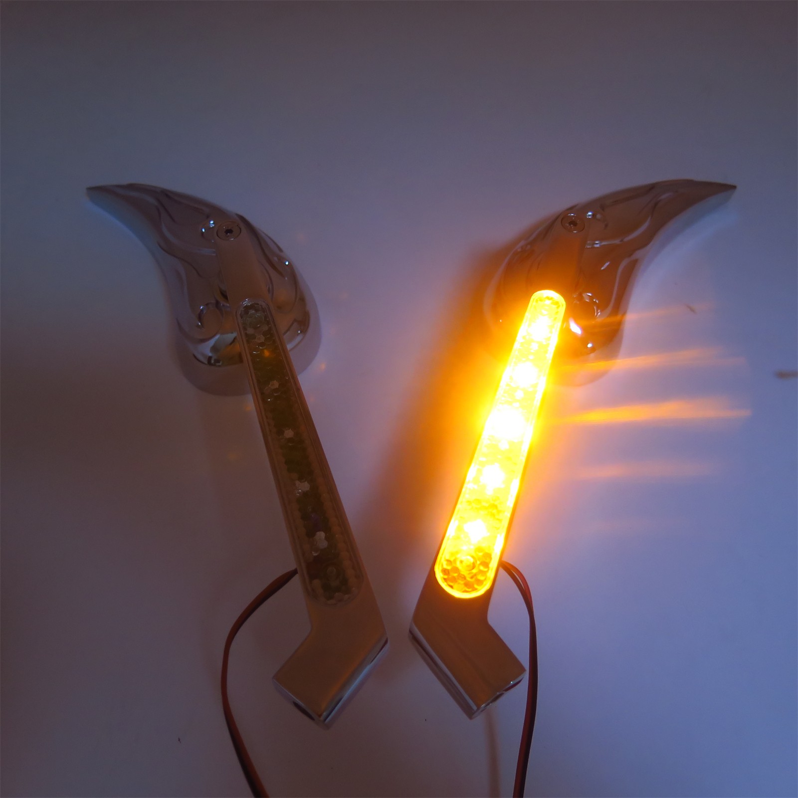 w/ LED Turn Signal Motorcycle Rearview Mirrors for Harley Big Dog Springer Dyna