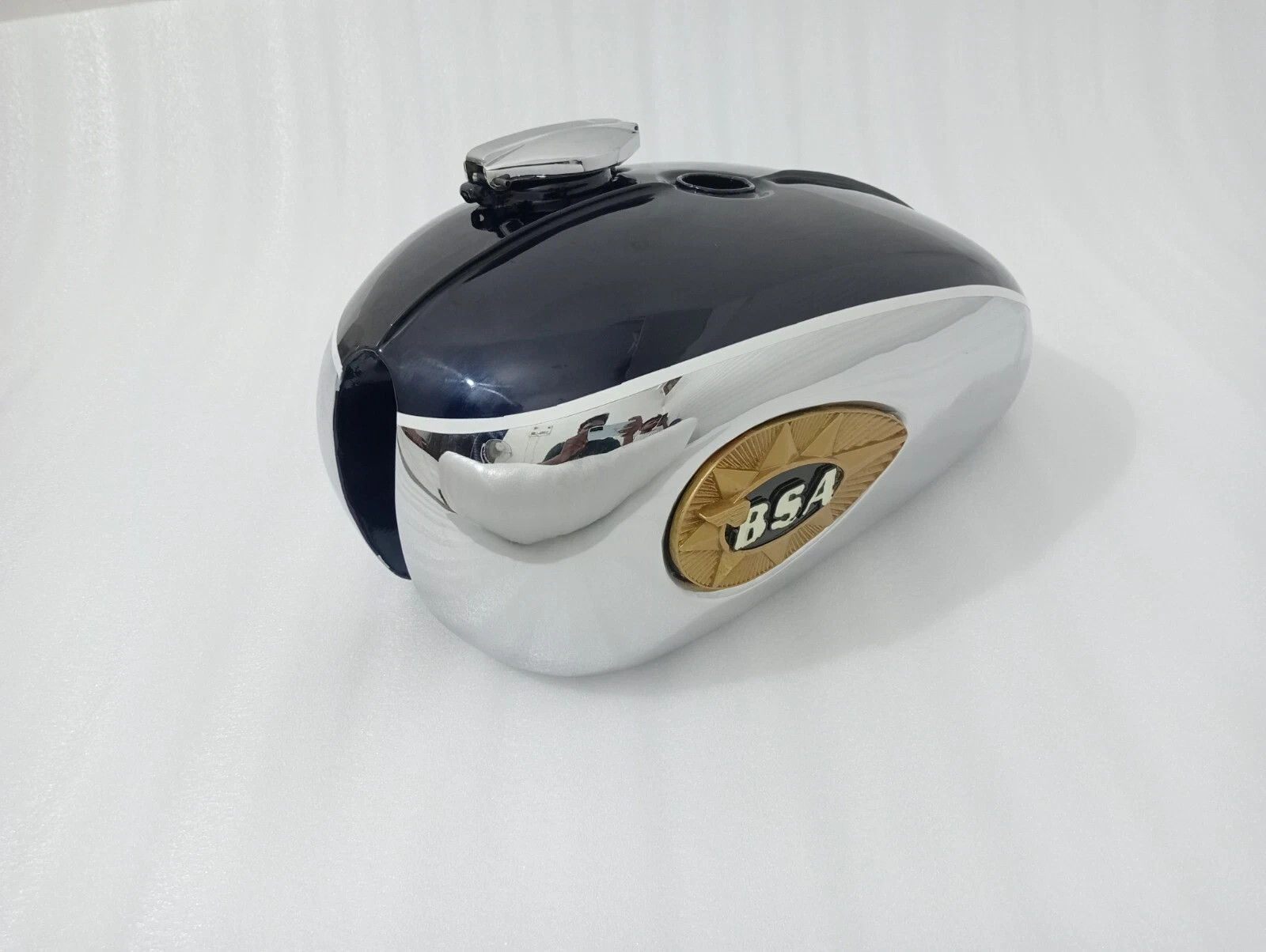BSA A65 2 GALLON BLUE & CHROME STEEL PETROL FUEL GAS TANK+CAP 1968-1969 |Fit For