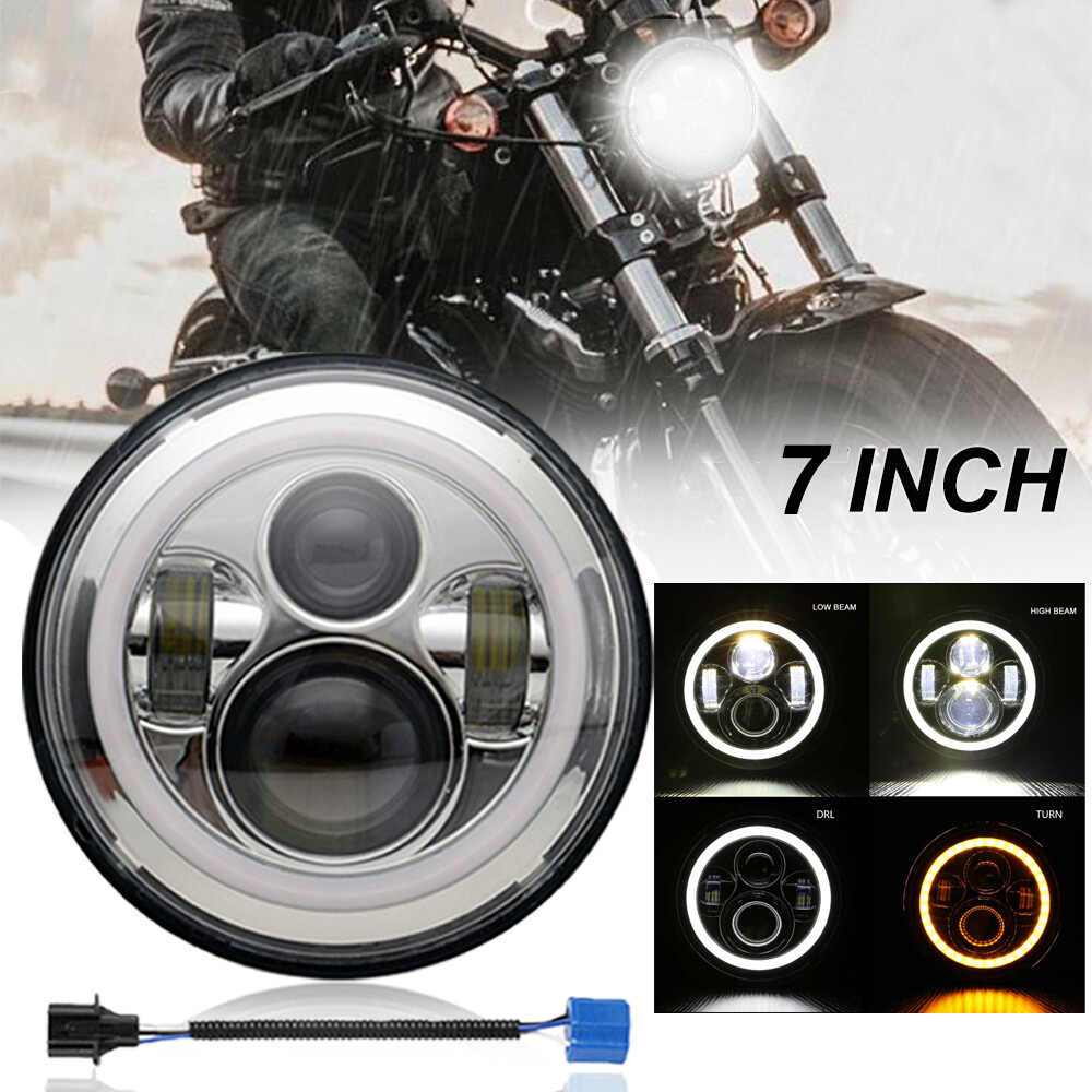 7″ Motorcycle LED Headlight Projector Halo DRL FOR Harley-Davidson Fatboy FLSTF
