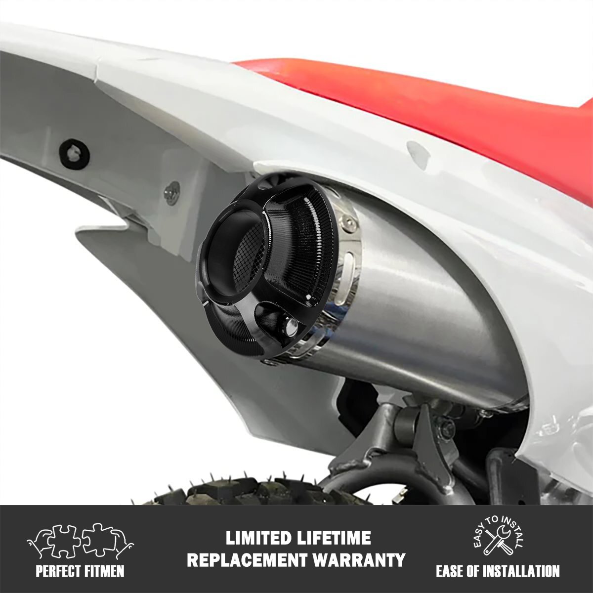 BLACK Exhaust Power Tip w/ Spark Arrestor Screen For Honda CRF 50 70 80 100 110