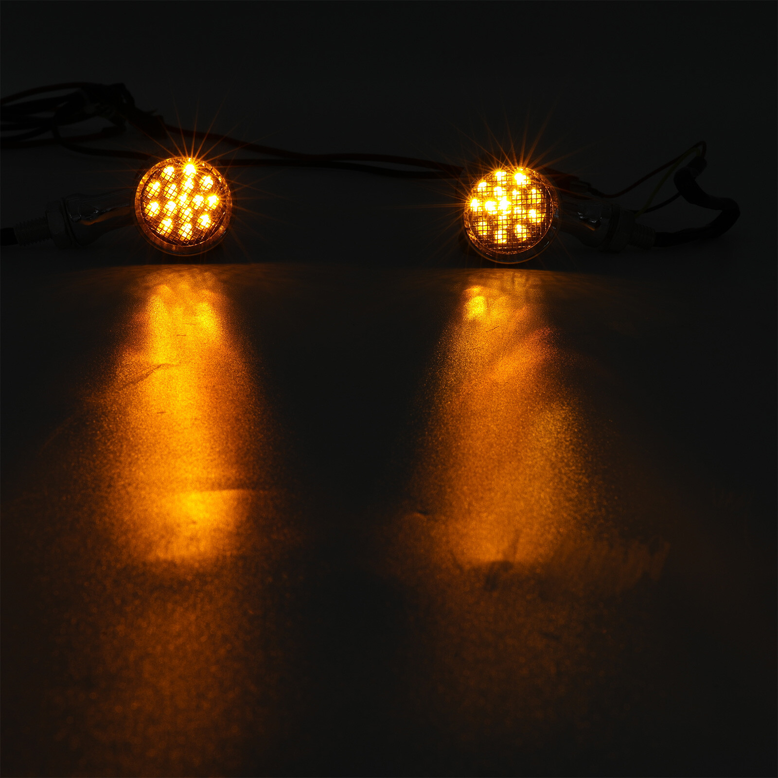 Chrome Motorcycle Bullet Amber Blinker Running LED Turn Signals Front Rear Light
