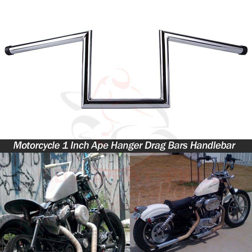 1″ Motorcycle 8″ & 10-1/2″ Rise Ape Hanger Handlebars Z-Bar Drag Bars For Harley