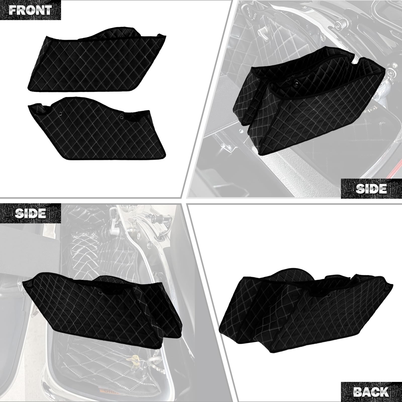 HDBUBALUS Non-Stretched Saddlebag Liners Non-Stretched, White Stitching