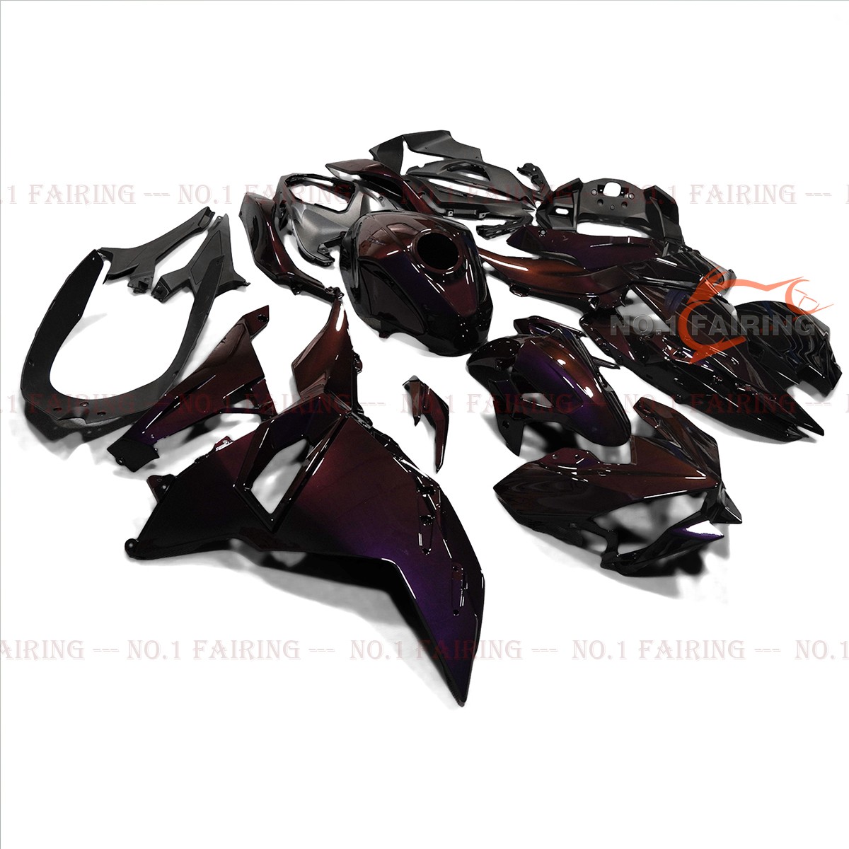 Dark Purple-Gold Chameleon Fairings Kit For Kawasaki Ninja 500 2024-2025 EX500