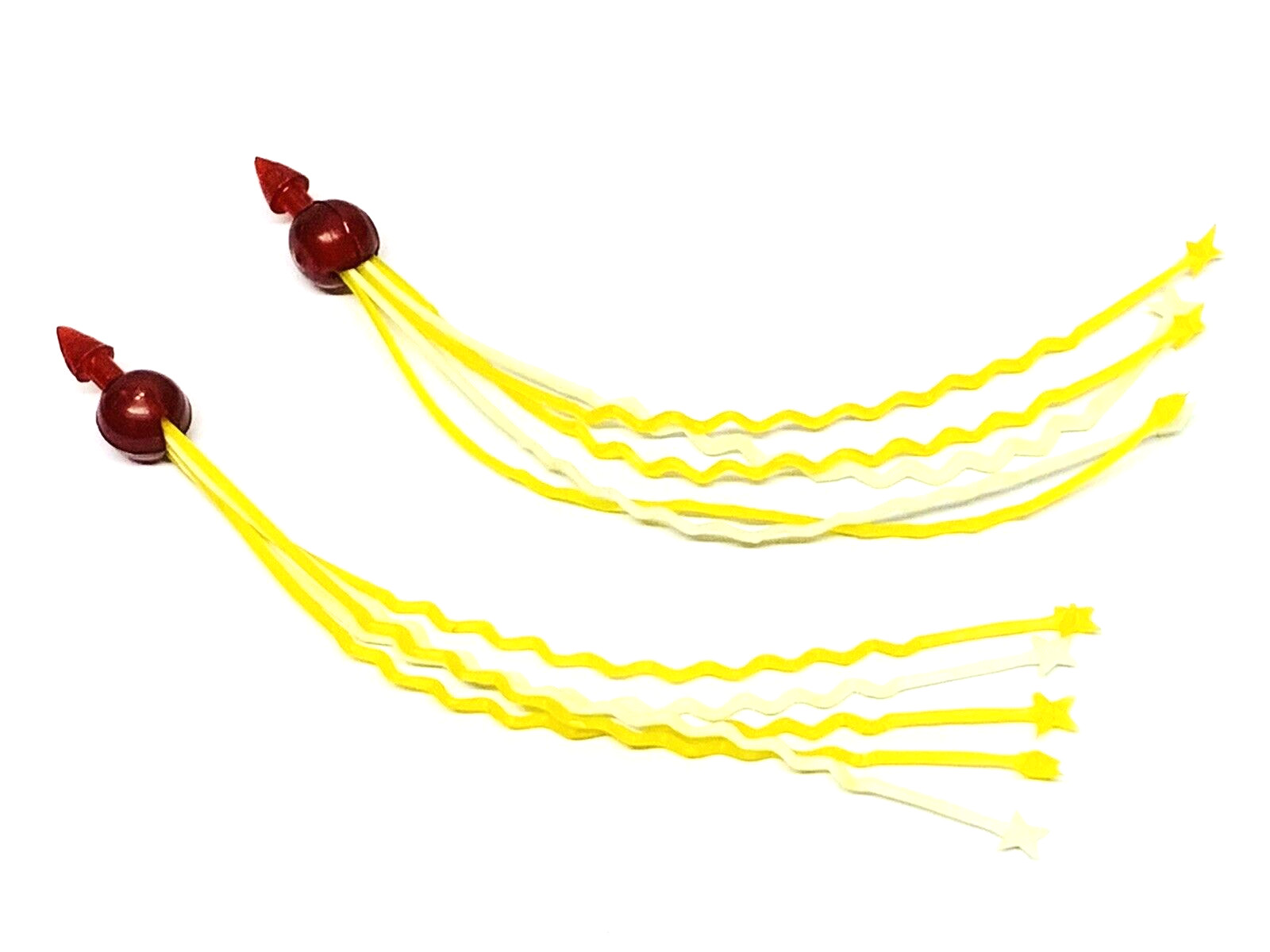 LAMBRETTA VESPA BIEMME RED BALL YELLOW AND WHITE MOD STYLE ZIG ZAG TASSELS