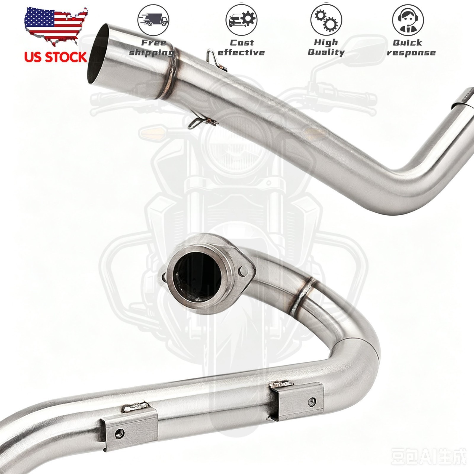 Full System Silvery Exhaust Tips Header Pipe For Yamaha Raptor 700 R 700R 15-26