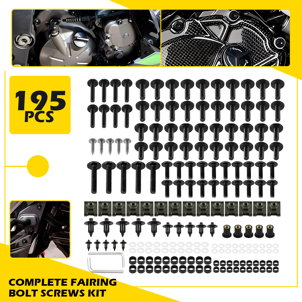 For Universal Motorcycle Aluminium Black Complete Fairing Bolt Fairing Screw Kit